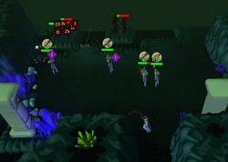 Players fighting inside a crystal-lined raid encounter in Sarim